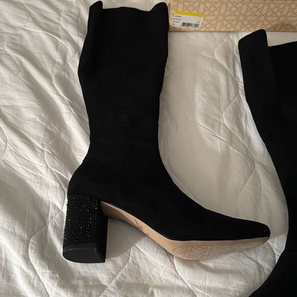 Jewel Badley Mischka Womens Black NWT Evalina Block Heel Boots 9.5 - Picture 7 of 16